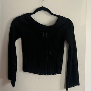 Princess Polly Black Ribbed Long Sleeve Top